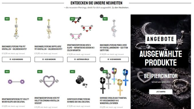 Piercinator - Ihr Spezialist für Körperschmuck!